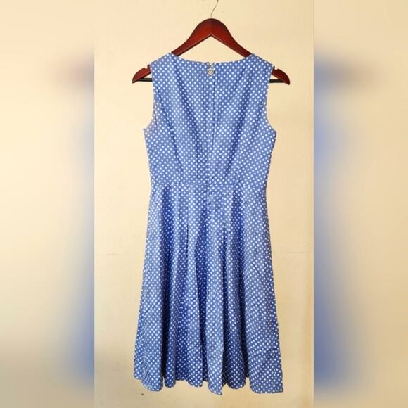 TOMMY HILFIGER Blue White Polka Dot Print Sleeveless A-line Silhouette Dress S - Picture 13 of 14